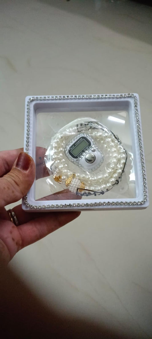 Premium Islamic Prayer Beads Tasbih Set, with Digital Finger Counter Beads Tasbih Set|Umrah Hadiya|Bridal Gift