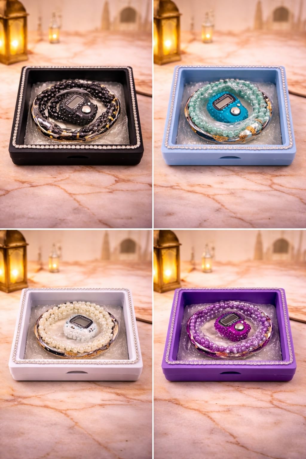 Premium Islamic Prayer Beads Tasbih Set, with Digital Finger Counter Beads Tasbih Set|Umrah Hadiya|Bridal Gift